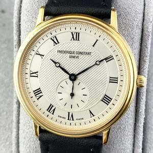 【1円〜】FREDERIQUE CONSTANT フレデリック コンスタント 腕時計 メンズ スモセコ ホワイト文字盤 ゴールド ラウンドフェイス 可動品