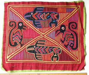 【240214-3】★モラ刺繍　鮮やかな動物　パナマ　クナ族の民族工芸