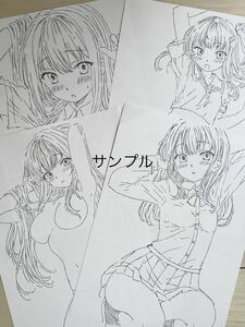 Art Auction Doujin Hand-drawn Illustration A4 High School Girl Taking Off Her Uniform ② Set of 4 Original Monochrome Pencil Drawing Girl, comics, anime goods, hand drawn illustration