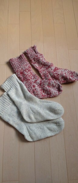 ■2足　セット■ハンドメイド 手編み 靴下 手編み靴下ソックス ルームシューズ 編み物