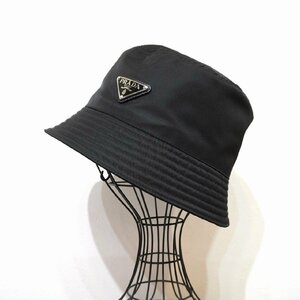 PRADA (L) RE-NYLON バケットハット 帽子 トライアングルロゴ プレート ナイロン プラダ I2-151