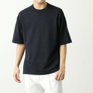 JOHN SMEDLEY (ジョンスメドレー) 24G 半袖クルーネックニット　TINDALL ブラック 大きめのSサイズ メンズ