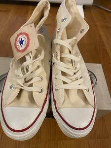 ●希少 箱付き完品 デッドストック コンバース USA製 S８ 26.5cm 生成りハイカット 検converse 三つ星 チャックテイラー オールスター