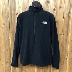 THE NORTH FACE /ノースフェイス /メンズL 長袖 ハーフジップ トップス 裏起毛 黒 ロゴ刺繍 アウトドア キャンプ USA古着