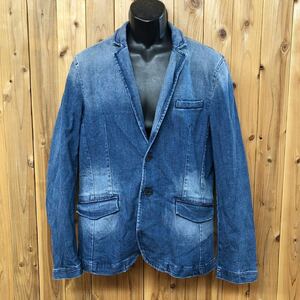 ZARA MAN /DENIM COLLECTION /ザラ メンズXL 長袖ジャケット テーラードジャケット デニムジャケット USED加工 ストレッチ 古着