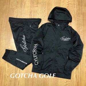 GOTCHA GOLF /ガッチャゴルフ /メンズM 上下セット 黒 ウィンドブレーカー ジャケット パーカー ロングパンツ スポーツ ゴルフウェア