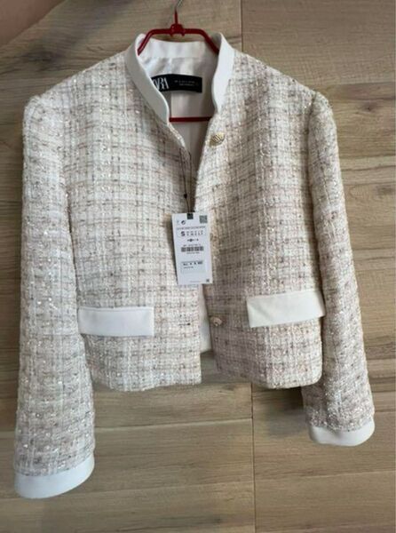 【新品】ZARA コントラスト テクスチャー ブレザー S