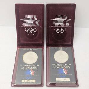 【1538】ロサンゼルス オリンピック 銀貨 1983 ケース付き 2個セット PROOF CONDITION 記念品 コレクション コイン シルバー アメリカ