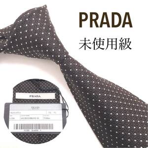 PRADA Prada unused class necktie top class silk paper tag attaching embroidery tea color 