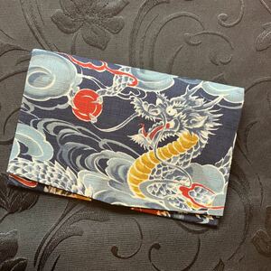 [ hand made ].. seal . case dragon sphere navy blue ground 