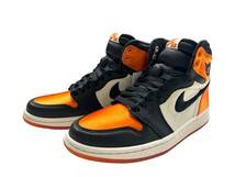 NIKE (ナイキ) WMNS AIR JORDAN 1 RETRO HIGH OG エアジョーダン サテン スニーカー AV3725-010 23.5cm オレンジ×白×黒 ウィメンズ/091_画像1