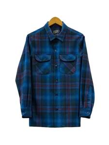 PENDLETON (ペンドルトン) 長袖ウールシャツ 開襟 オープンカラー S ブルー ネイビー チェック メンズ/078