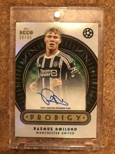 2023 Topps Deco UEFA Rasmus Hojlund Prodigy Auto /99 Green Manchester United ホイルンド　サイン