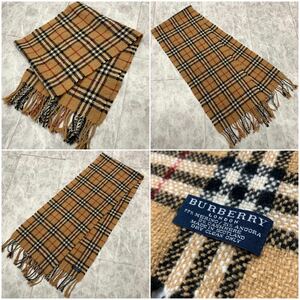 英国製Burberry/バーバリー*ストール*バーバリーチェック*ブラウンベージュ 検:)カシミヤ ノバチェック ウール 防寒具 1円スタ売切り〜