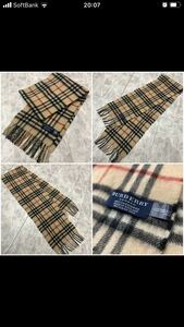 英国製Burberry/バーバリー(ストール) ブラウンベージュカシミヤ100% 検:)ノバチェック ウール 防寒具 1スタ売切り ハイブランド 王道