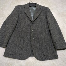 100円～　ハリスツイード　Harris Tweed　テーラードジャケット　ダークグレー　ヘリンボーン　３Ｂ　ウール　ジャケット メンズジャケット_画像3