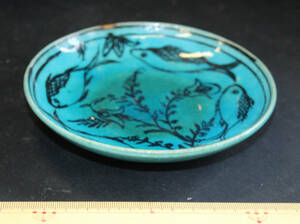 ペルシャ文物　古陶瓷　青釉魚紋皿　ＹО