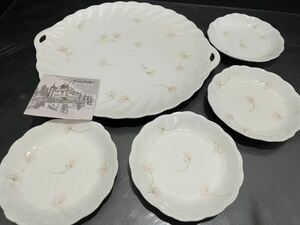 D(1024k4) Noritake ノリタケ FLO's collection Bone China 菓子器 大皿 小皿 計５枚 花柄 食器 取り皿