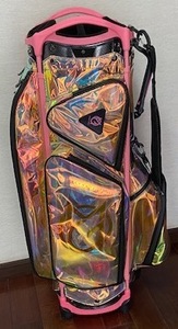 ☆未使用☆OMNIX オムニクス Rainbow CADDIE BAG　レインボー キャディバッグ（Rainbow-Pink）限定カラー 完成タイプ スケルトン