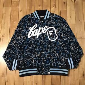 Neon camo スウェット スタジャン Mサイズ a bathing ape BAPE sweat varsity jacket エイプ ベイプ アベイシングエイプ NIGO 迷彩 m45