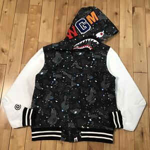 ★蓄光★ Space camo シャーク パーカー スタジャン Mサイズ shark hoodie varsity jacket a bathing ape BAPE エイプ ベイプ Galaxy i89al