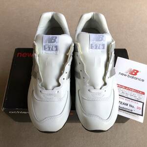  неиспользуемый товар USA производства NEW BALANCE M576W WHITE US7.5D 25.5cm стекло кожа Vintage America американский производства белый белый × серый спортивные туфли 