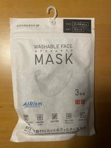 【新品未開封】UNIQLO ユニクロ エアリズムマスク エアリズム マスク ブラック 黒 1袋 3P ちいさめMサイズ　花粉症