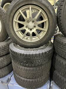 【中古美品】【セット商品】社外アルミ　15インチ　15×6J+45　5H/100　ヴィッツァータイヤ　195/65R15冬タイヤ付　激安！　プリウス等に