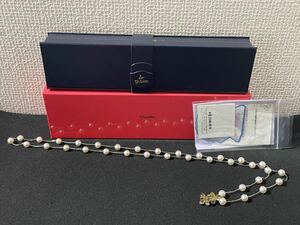 TASAKI　田崎真珠　パール　ダイヤモンド　留め具クローバーモチーフ　K18/K18WG　ネックレス　0.01ct　28.7g　約42cm　箱付属