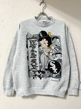 90s' USA製 ベティちゃん Betty Boop ホワイトソックス ビンテージ スウェット トレーナー L MLB_画像2