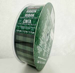  new goods * cost ko wire edge ribbon 45.7m 3.8cm width green tartan check si-m less wrapping business use equipment ornament present large amount 