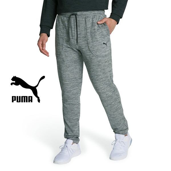 新品 XL ★ PUMA プーマ メンズ スウェット パンツ グレー US-L 裏起毛 テーパード ジョガー キャット ロゴ ストレッチ スポーツ ウェア