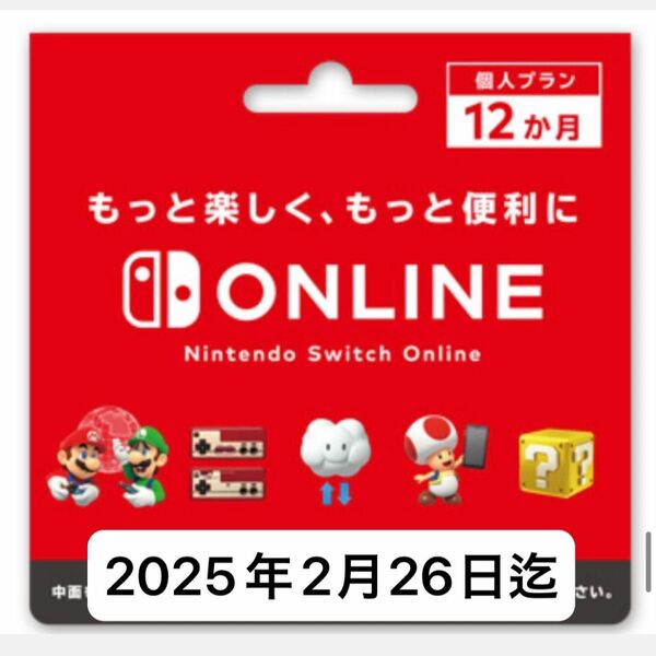 Nintendo Switch Online ファミリープラン 12ヶ月 1枠2025年2月26日迄