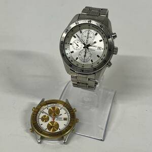 1円~【セット売り】セイコー SEIKO クロノグラフ CHRONOGRAPH 7T92-0LV0 7T42-7A40 クォーツ メンズ腕時計 デイト 実動 G151863