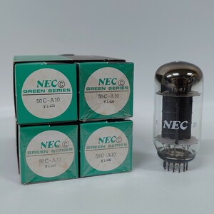 1円~【未使用】NEC Hi-Fi GREEN SERIES PAIR TUBES グリーンシリーズ ペアチューブ 50C-A10 真空管 4点 まとめ売り 箱付き G131723