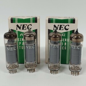 1円~【未使用】NEC Hi-Fi GREEN SERIES PAIR TUBES グリーンシリーズ ペアチューブ 6R-A8 真空管 4点 まとめ売り 箱付き G131721