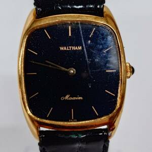1円~【実動】WALTHAM ウォルサム Maxim マキシム Cal.HT-512 手巻き メンズ腕時計 ブラック文字盤 17石 2針 スイス製 G142367