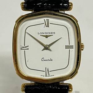 1円~【実動】ロンジン LONGINES Cal.L978.2 クォーツ メンズ腕時計 ホワイト文字盤 スクエア 純正 ベルト 尾錠 2針 7石 G131268