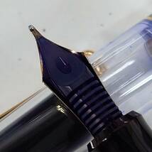 1円~【筆記未確認】パイロット PILOT カスタム CUSTOM 823 万年筆 ペン先 14K 585 刻印入り ブルー スケルトン 吸入式 筆記用具 G114482_画像6