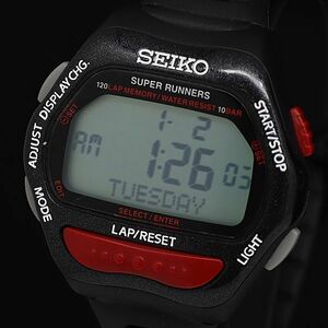 1円 稼動 良品 セイコー スーパーランナーズ S650-4000 QZ デジタル文字盤 トリプルカレンダー 2MGY メンズ腕時計 OGI 8685100