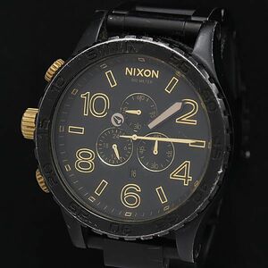 1円 ニクソン 黒文字盤 クロノグラフ デイト QZ 300M THE51-630CHRONO NSK メンズ腕時計 JNM 2000000