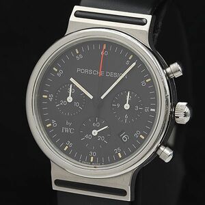 1円 稼働 良品 IWC ポルシェデザイン クロノグラフ QZ 黒文字盤 1ERT レディース腕時計 OGH 0017600