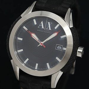 1円 稼動 良品 QZ アルマーニエクスチェンジ AX1226 デイト 黒文字盤 メンズ腕時計 OKZ 2NBG 6215000
