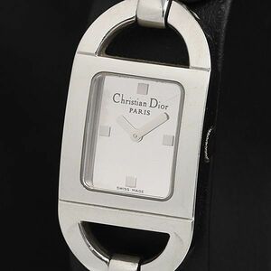 1円 稼働 良品 クリスチャンディオール D78-108 パンディオラ シルバー文字盤 QZ 2RKT レディース腕時計 OGH 0023100