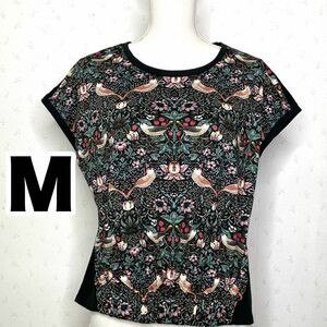 ウィリアムモリス　トップス　M いちご泥棒　カットソー　Tシャツ　半袖　花柄　黒　William Morris フェリシモ　新品