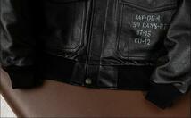 ライダースジャケット レザージャケット 牛革 バイクジャケット 刺繍　vintage　本革 革ジャン メンズフライトジャケット Ｓ～5ＸＬ　黒_画像7
