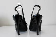 D265 本物 美品 CHANEL シャネル ココマーク エナメル リボン レザー パンプス シューズ ブーティー 靴 黒 ブラック 37.5 約24.5cm_画像5