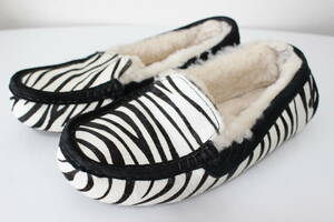 4741 ultimate beautiful goods UGG UGG ANSLEY Anne attrition - Zebra animal pattern mouton slip-on shoes driving shoes Loafer white black US7 UK5.5 24cm