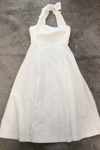 4667 Christian Dior クリスチャンディオール リボン ドレス ワンピース フレアースカート 白 ホワイト Mサイズ レディース