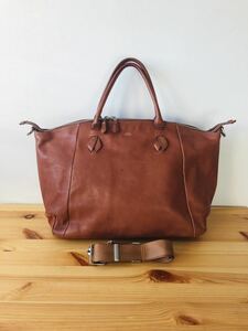 [ACUNEO]2WAY leather Boston tote bag ( Brown )